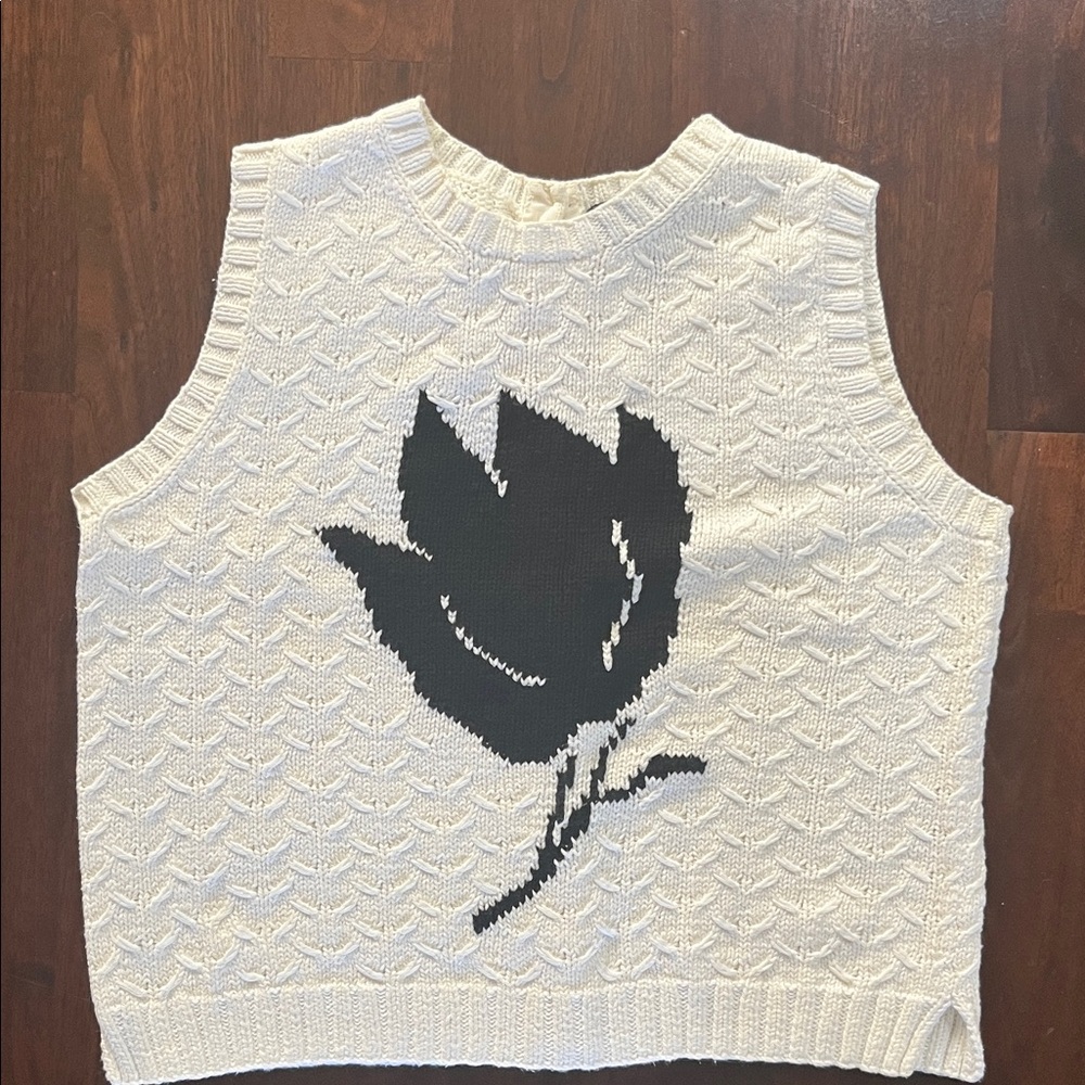 Adrienne Vittadini White Knit Cotton Sweater
